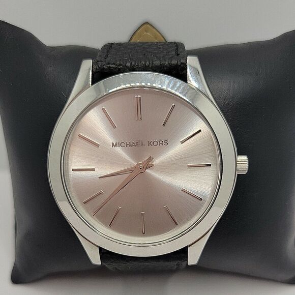 Michael Kors Runway MK3178 Women's Black Leather Analog Dial Quartz Watch AM523 - Picture 2 of 11